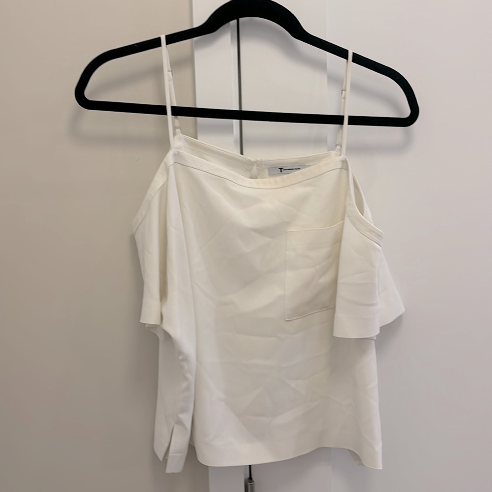 Alexander Wang, Cap Sleeve Blouse with Spaghetti Straps, Ivory, Size 2